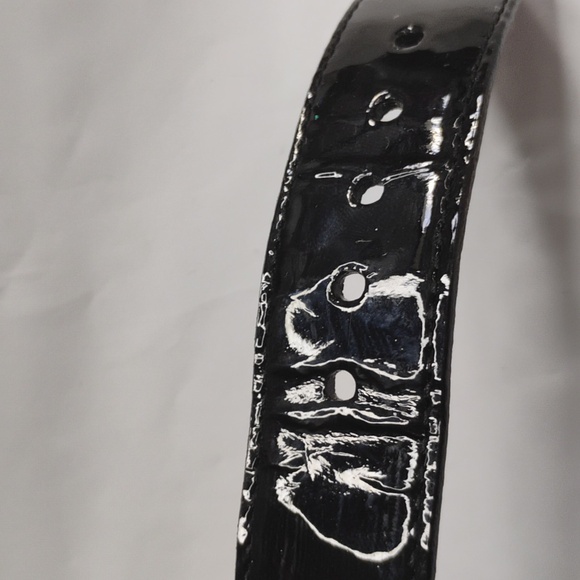 Brighton Buckle Bracelet With Rhinestones Silver Tone Patent Leather - Picture 4 of 6